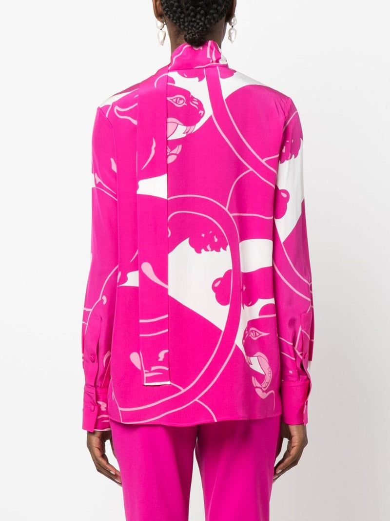 PANTHER-PRINT SILK BLOUSE