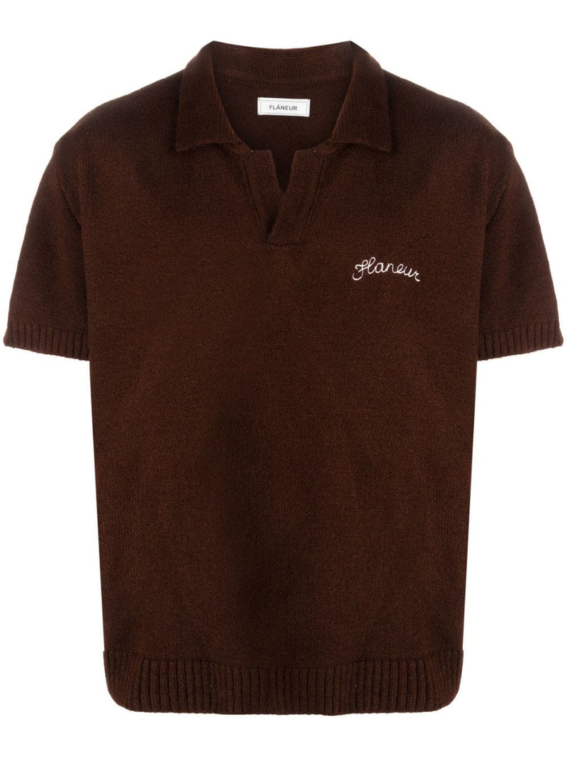 LOGO-EMBROIDERED KNITTED POLO SHIRT