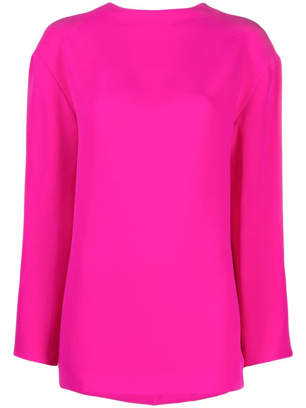DRAPED-BACK SILK BLOUSE