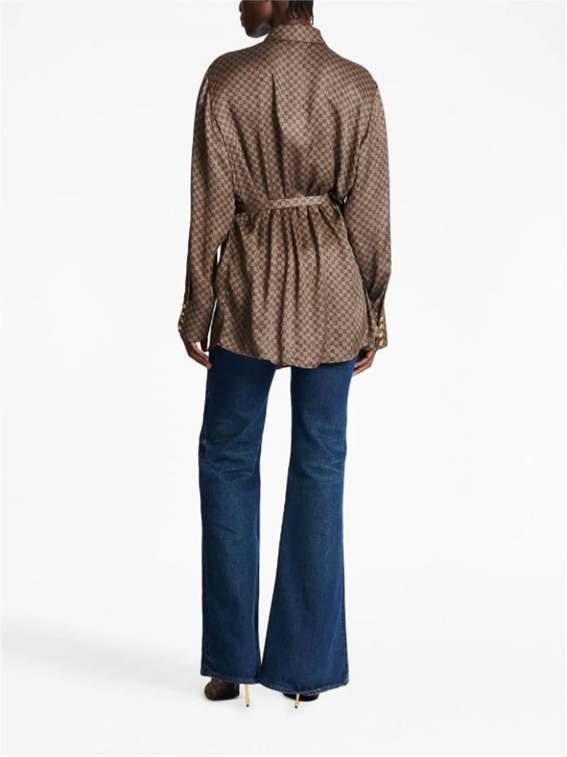 MINI MONOGRAM-PRINT SILK SHIRT