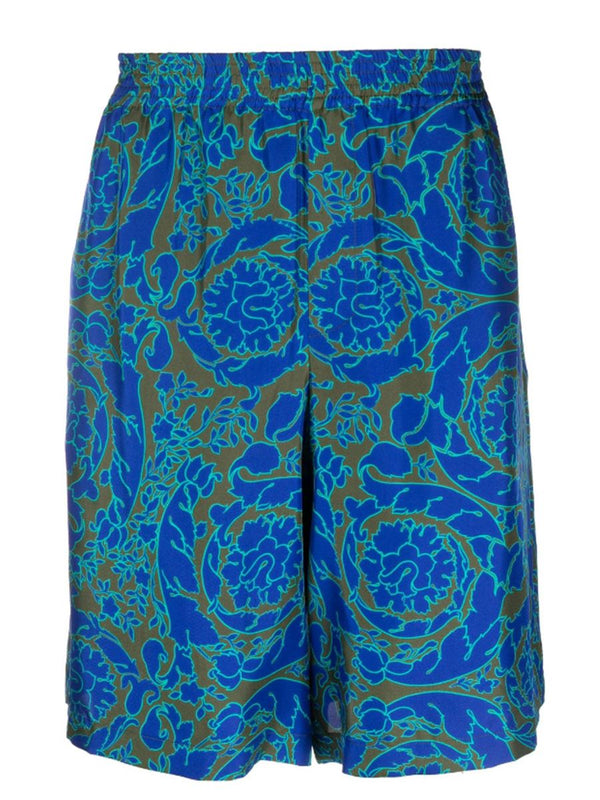 ABSTRACT-PRINT SILK SHORTS