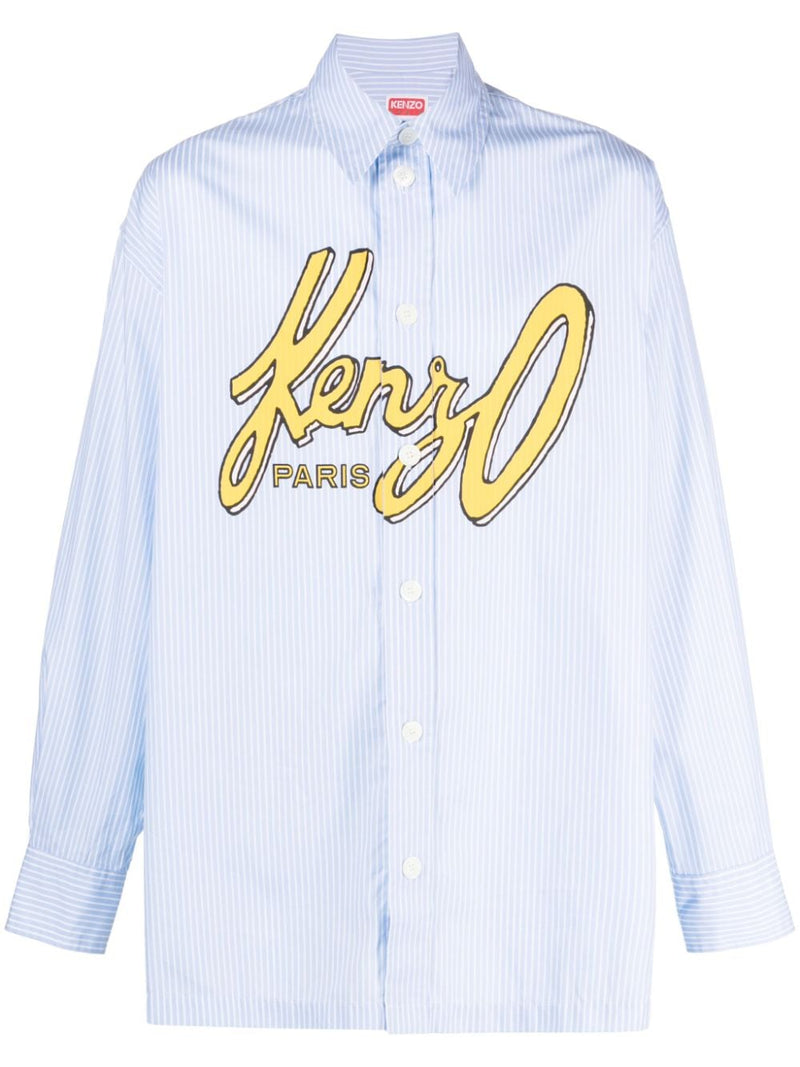 LOGO-PRINT STRIPED COTTON SHIRT