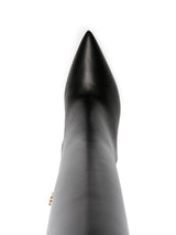 LOGO-HEEL LEATHER BOOTS