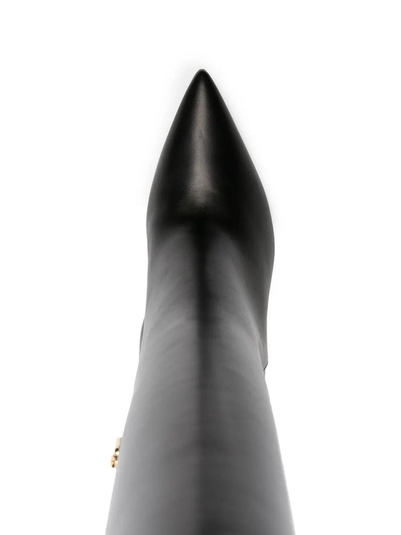 LOGO-HEEL LEATHER BOOTS
