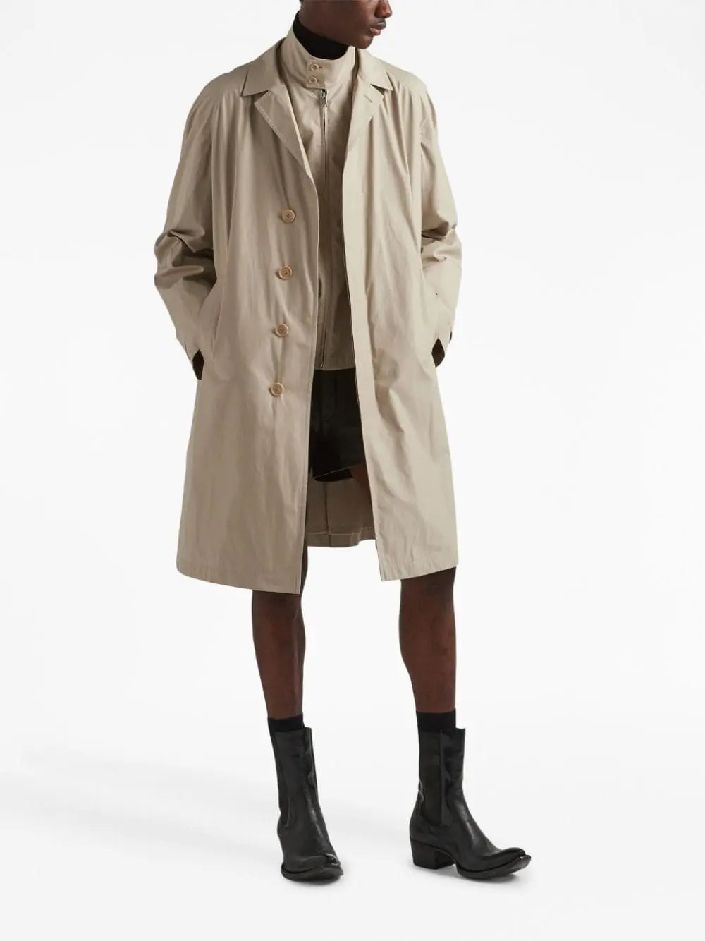 SINGLE-BREASTED COTTON OVERCOAT PRADA