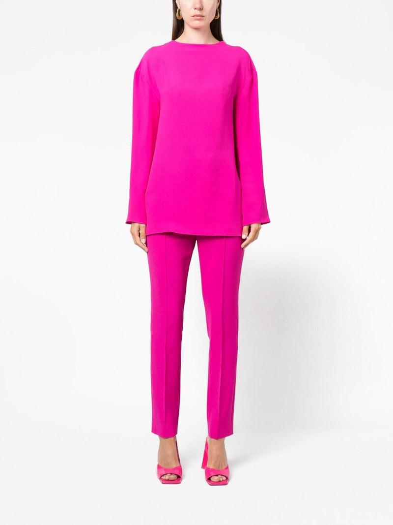 DRAPED-BACK SILK BLOUSE