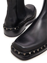 M-WAY ROCKSTUD LEATHER ANKLE BOOTS