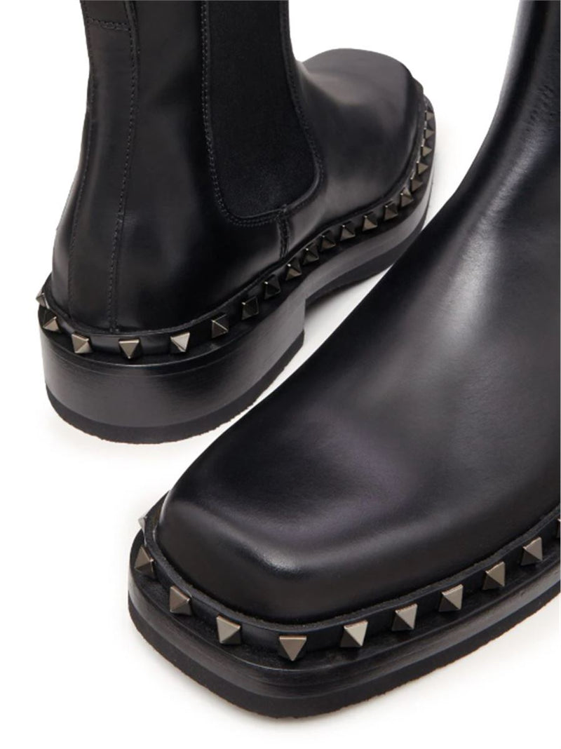 M-WAY ROCKSTUD LEATHER ANKLE BOOTS