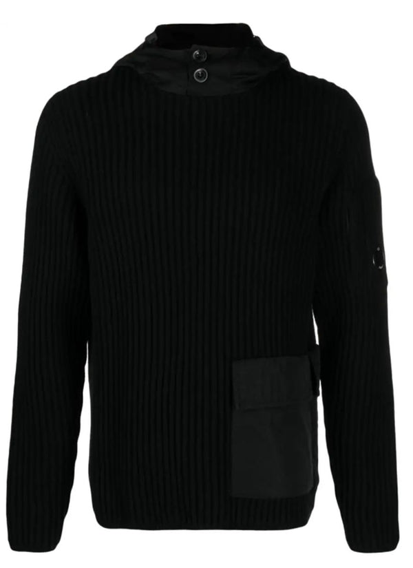 LENS-DETAIL RIBBED-KNIT JUMPER