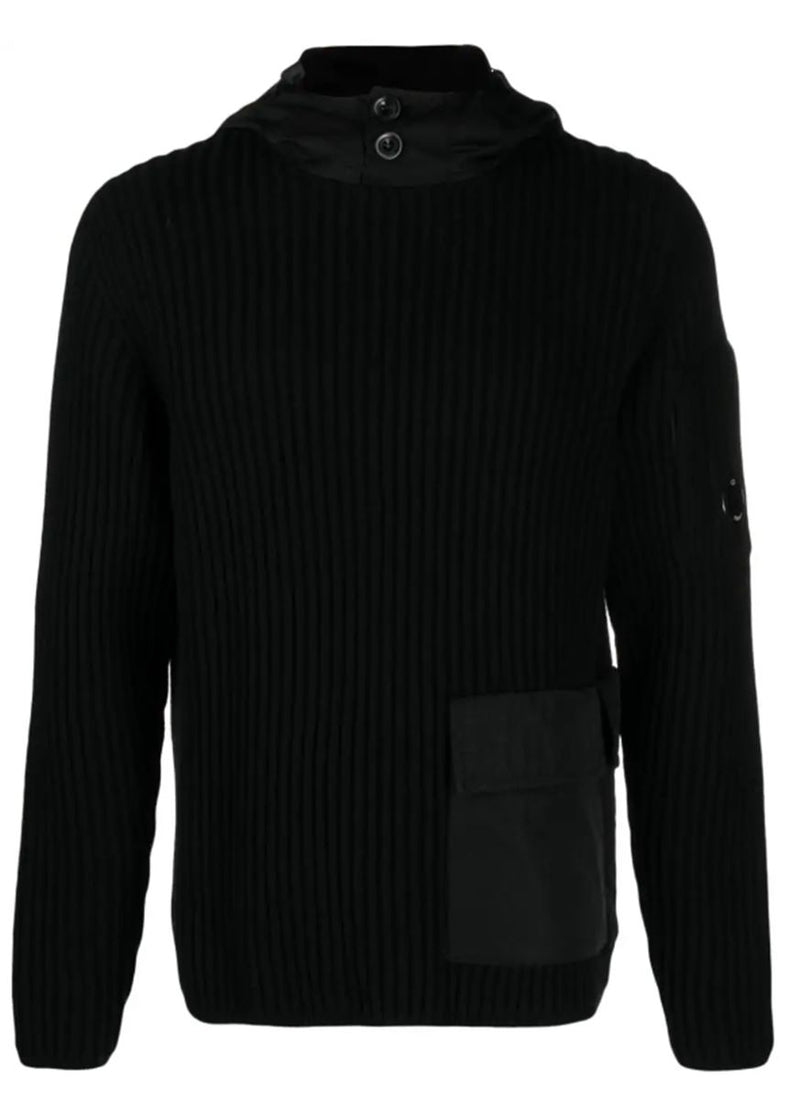 LENS-DETAIL RIBBED-KNIT JUMPER