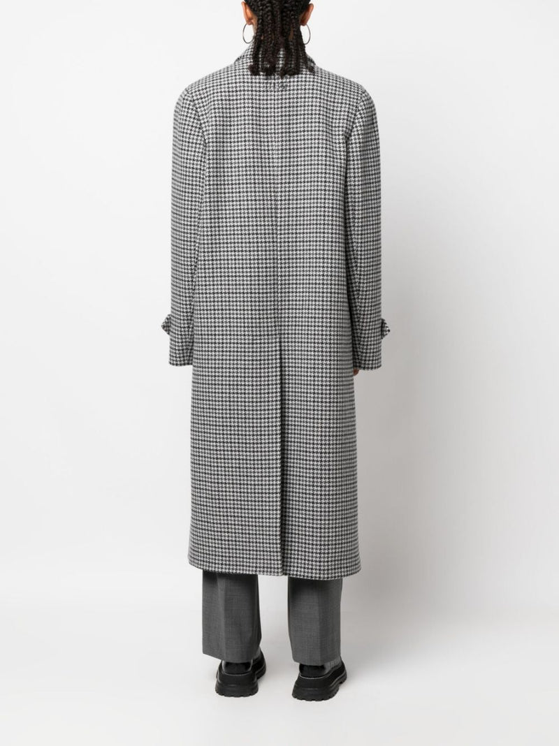 HOUNDSTOOTH-PATTERN VIRGIN-WOOL COAT