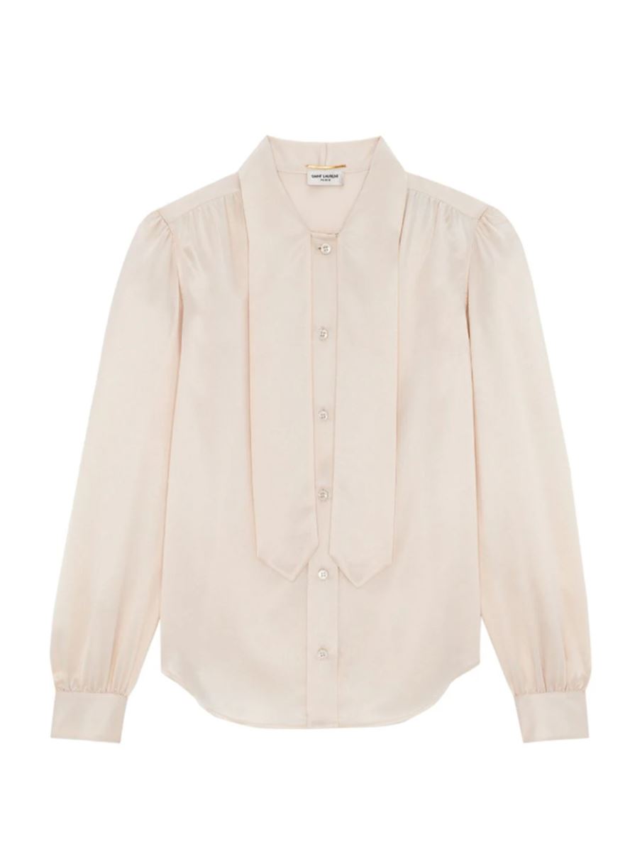 LAVALLIÈRE-NECK SILK-SATIN BLOUSE SAINT LAURENT