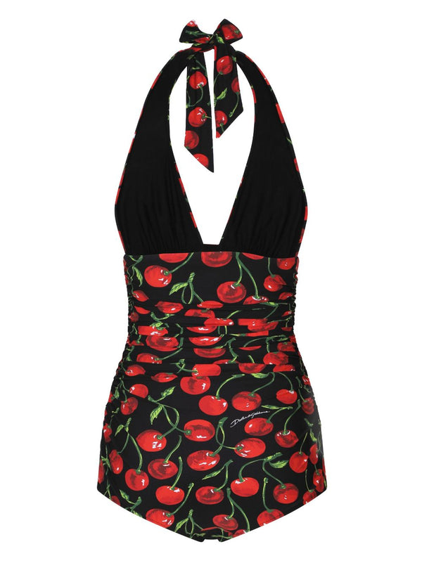GRAPHIC-PRINT HALTERNECK SWIMSUIT