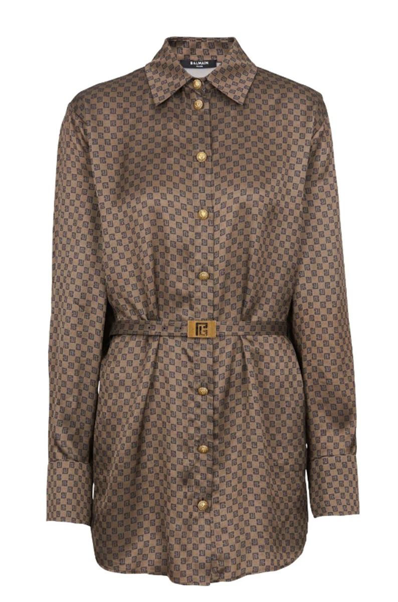 MINI MONOGRAM-PRINT SILK SHIRT