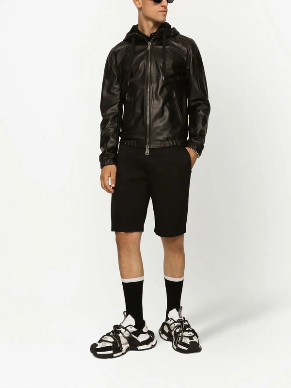 LEATHER HOODED JACKET