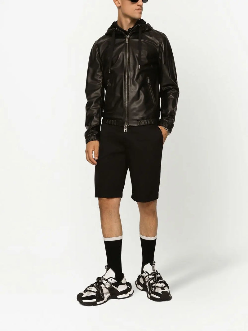 LEATHER HOODED JACKET