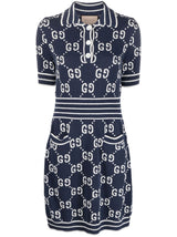 GG DAMIER-JACQUARD POLO DRESS