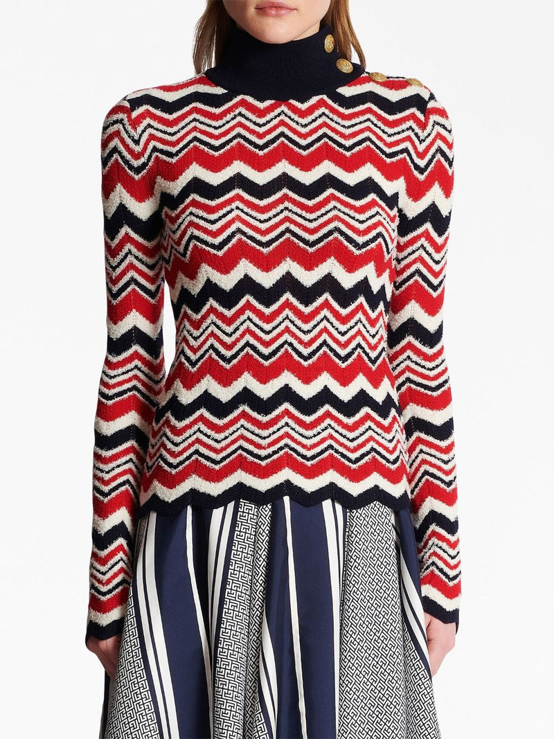 CHEVRON-KNIT ROLL-NECK JUMPER