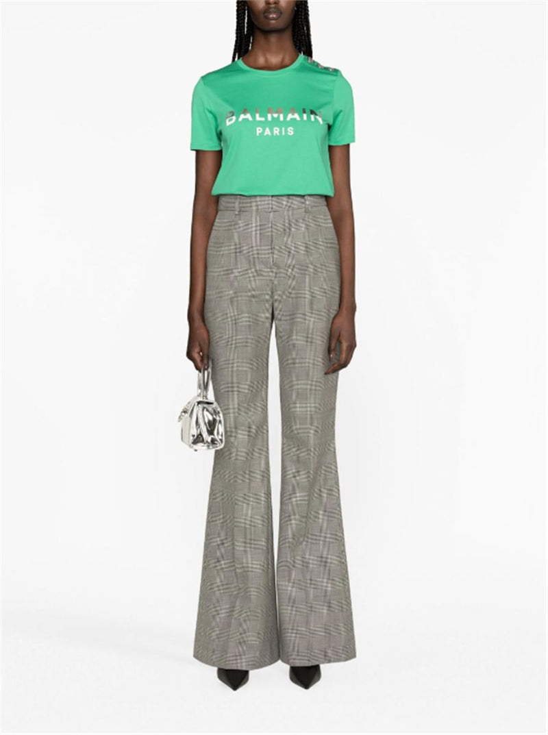 PLAID-CHECK TAILORED TROUSERS