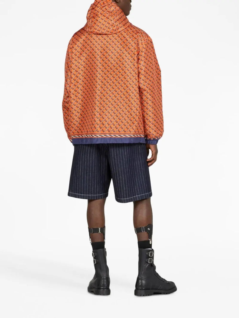 LOGO-PRINT SLOUCHY-HOOD WINDBREAKER
