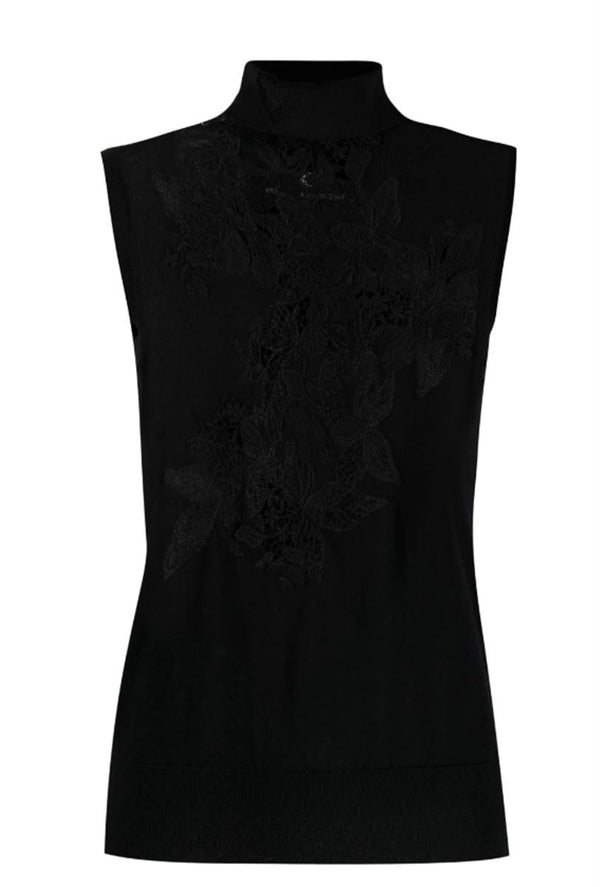 GUIPURE-LACE WOOL TANK TOP