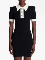 RIBBED-KNIT POLO MINIDRESS