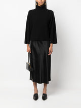 SATIN-FINISH DRAPED MIDI SKIRT