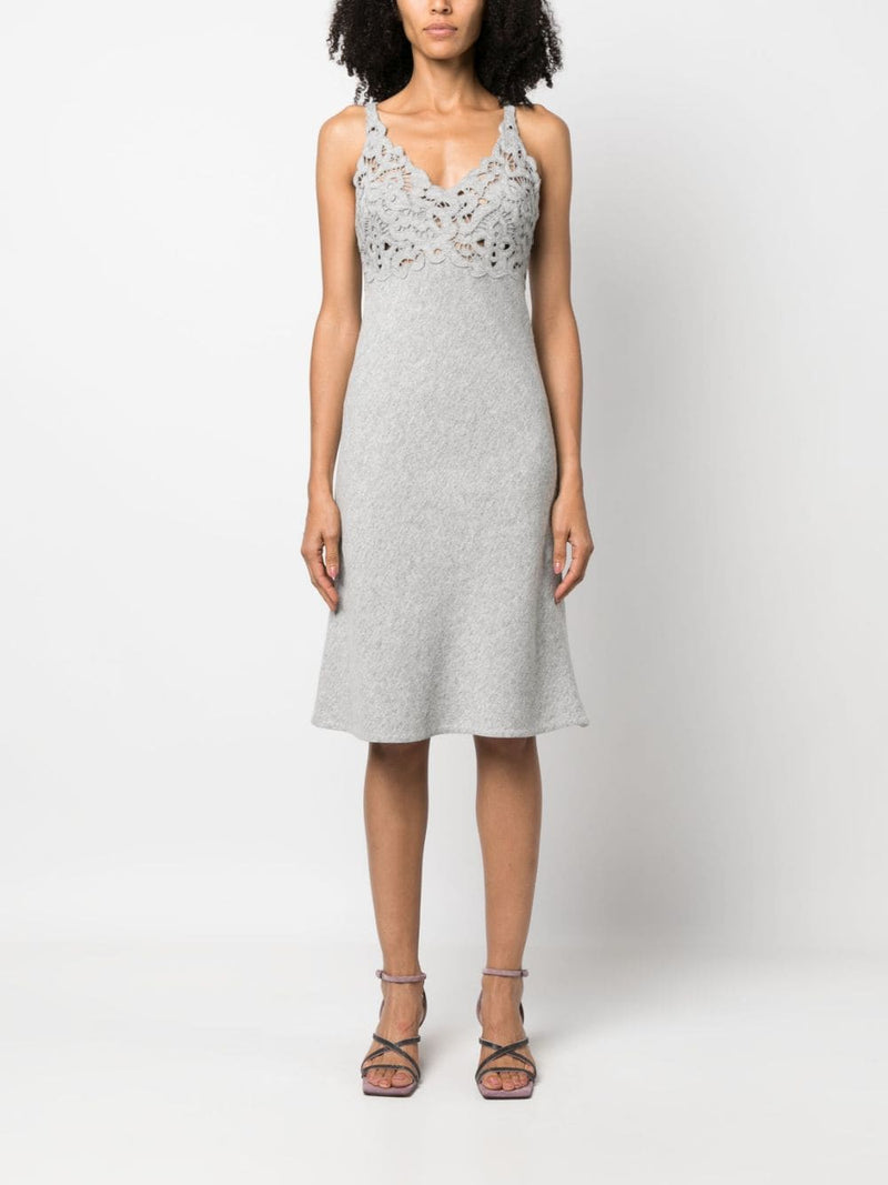 CROCHET-PANEL SLEEVELESS DRESS