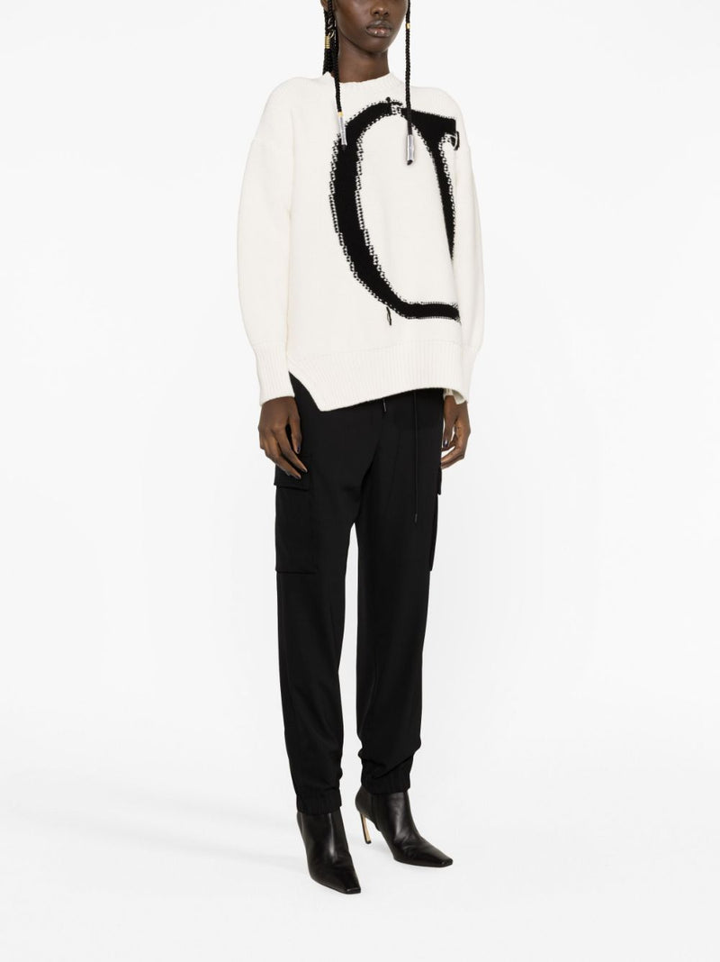 OW MAXI LOGO-INTARSIA JUMPER
