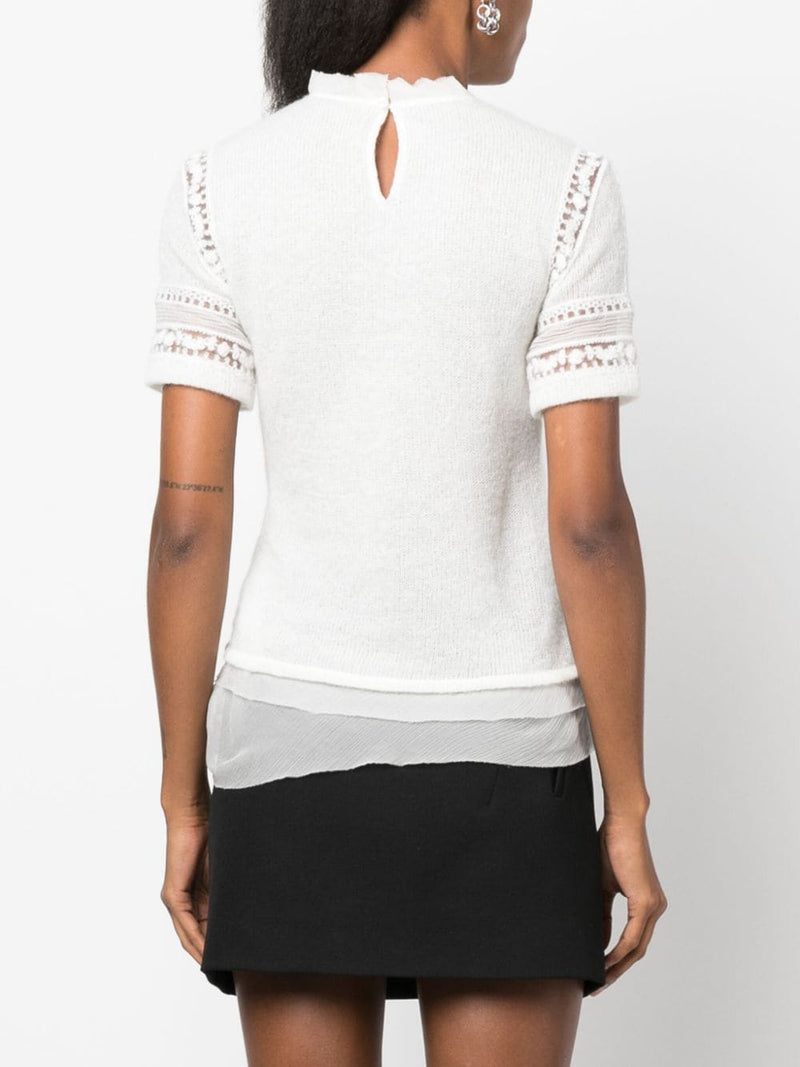 FLORAL-LACE SHORT-SLEEVE JUMPER