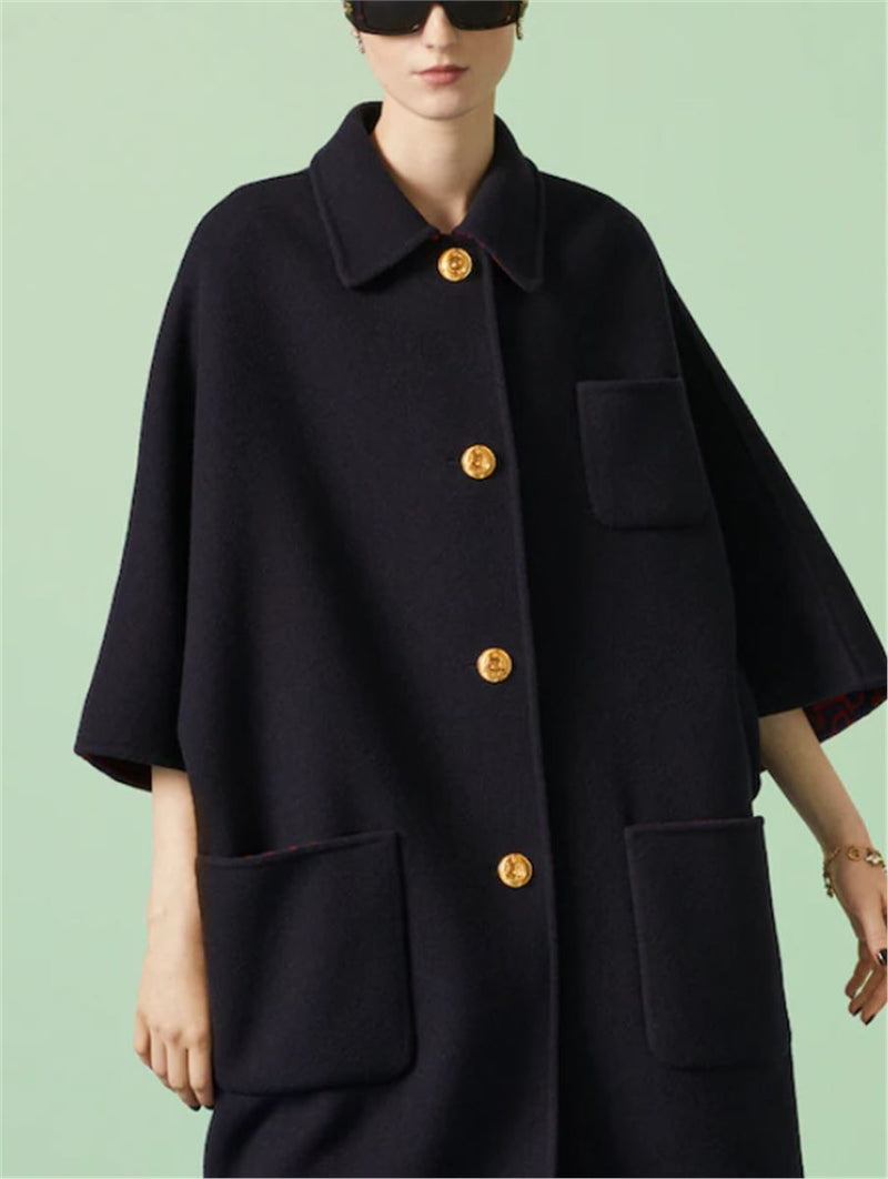 REVERSIBLE WOOL SILK COAT
