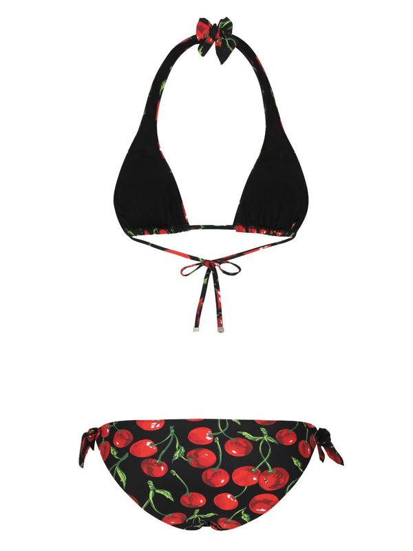 CHERRY-PRINT TRIANGLE-CUP BIKINI