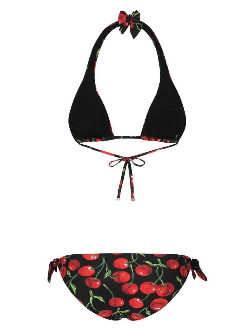 CHERRY-PRINT TRIANGLE-CUP BIKINI