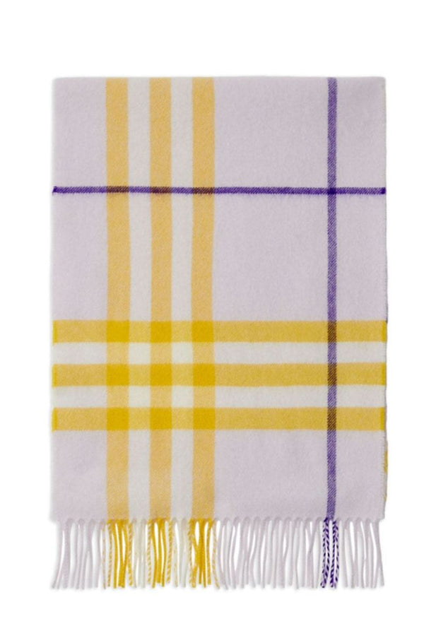CHECKED FRINGED-EDGE CASHMERE SCARF