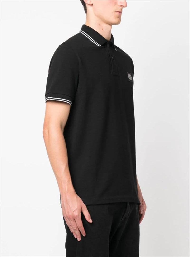 COMPASS-PATCH COTTON POLO SHIRT