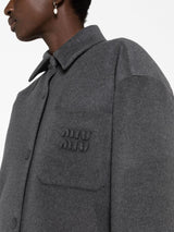 LOGO-EMBOSSED FELTED SHIRT JACKET