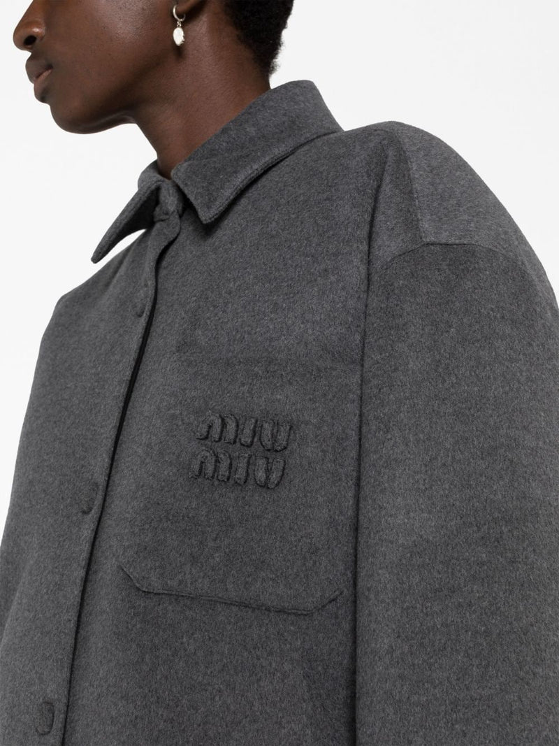 LOGO-EMBOSSED FELTED SHIRT JACKET