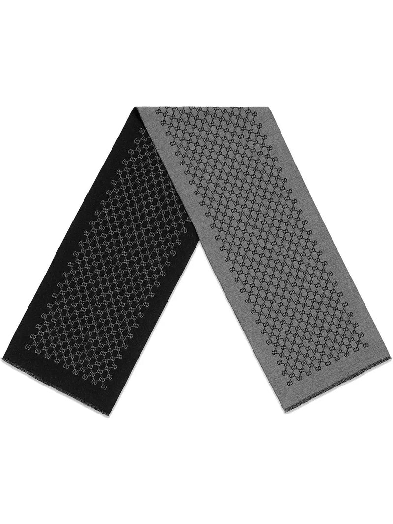 GREY GG JACQUARD WOOL SCARF