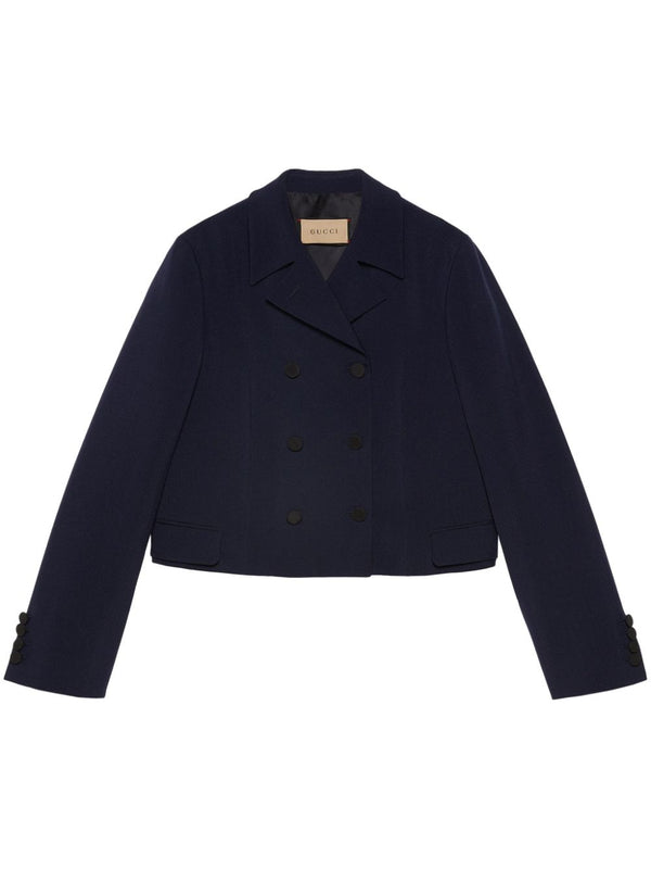 DOUBLE-BREASTED MOHAIR CROPPED JACKET