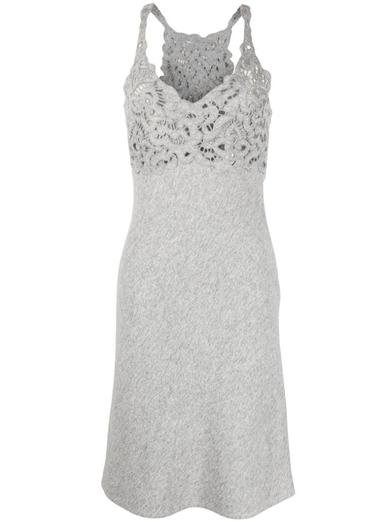 CROCHET-PANEL SLEEVELESS DRESS