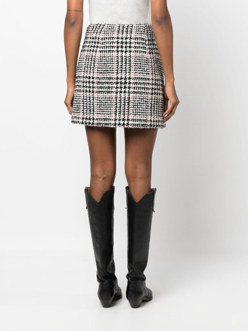 CHECK-PATTERN TWEED MINI SKIRT