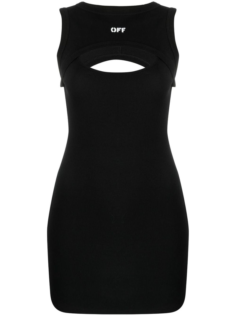 OFF STAMP RIBBED MINIDRESS