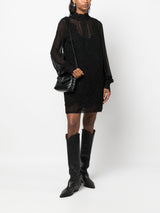 FLORAL-LACE HIGH-NECK MINIDRESS