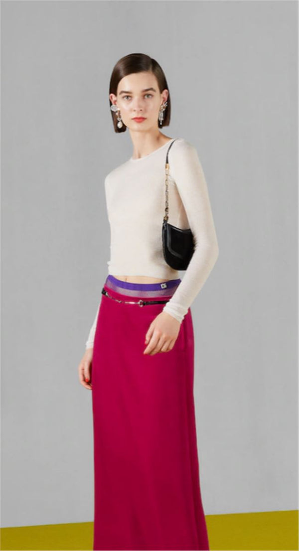 VELVET SKIRT WITH HORSEBIT BELT