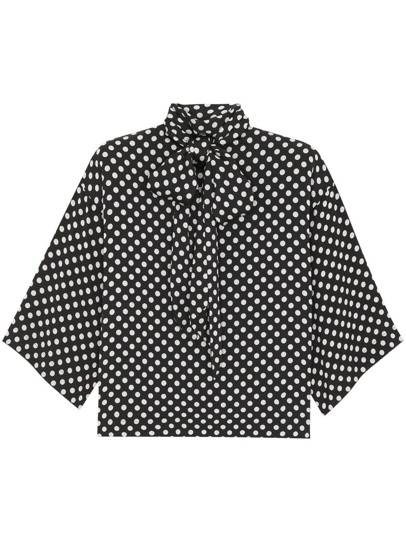 POLKA-DOT PUSSY-BOW BLOUSE