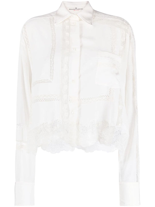 LACE-TRIM SILK SHIRT