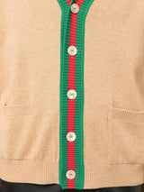 WEB-STRIPE CASHMERE CARDIGAN