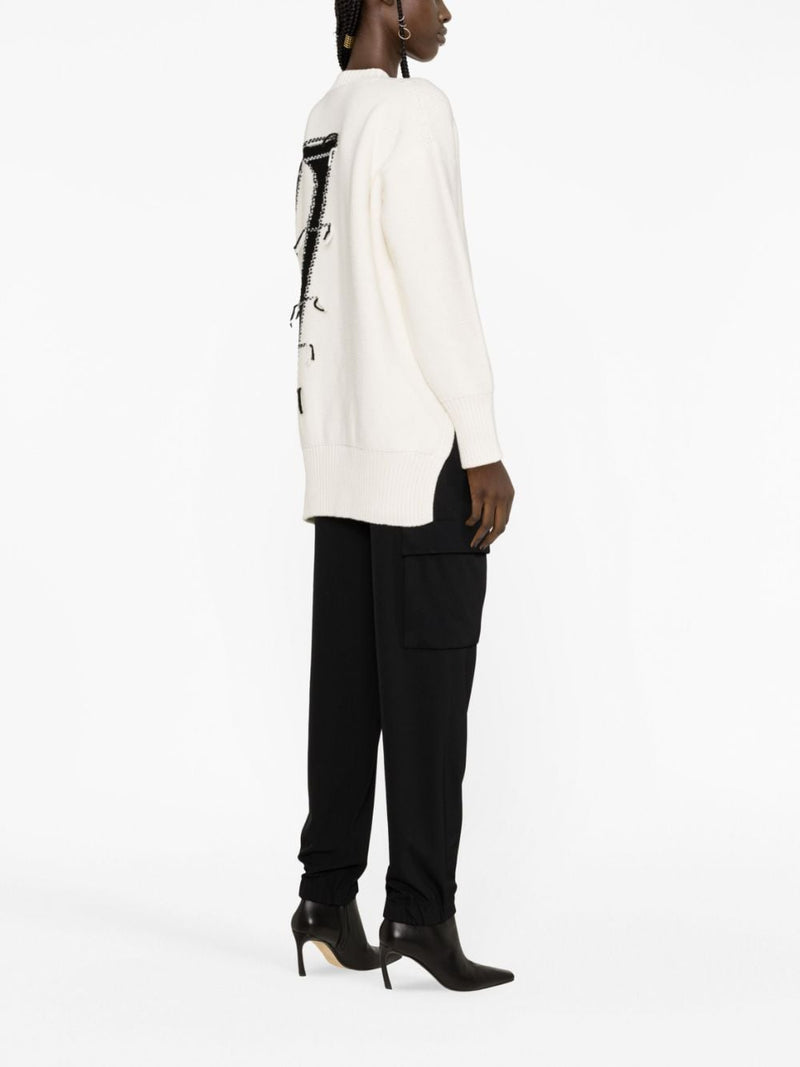 OW MAXI LOGO-INTARSIA JUMPER
