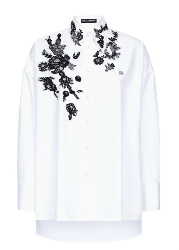 FLORAL-LACE LONG-SLEEVE SHIRT