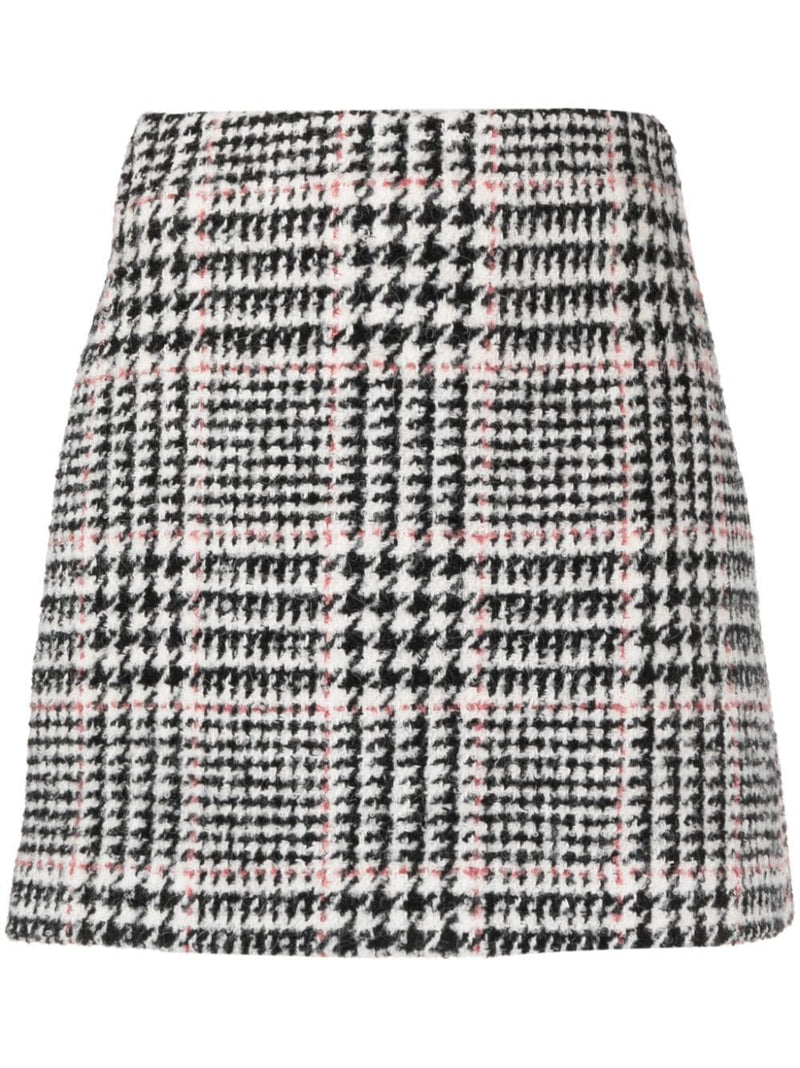 CHECK-PATTERN TWEED MINI SKIRT